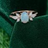 Opal Center Stone Ring with Moissanite Wing Accents – Gift for Her (1)