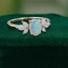 Opal Center Stone Ring with Moissanite Wing Accents – Gift for Her (3)