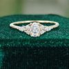 Oval Cut 0.5 Carat Moissanite Promise Ring Classic Cluster Style with Side Accents (1)
