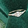 Oval Cut 0.5 Carat Moissanite Promise Ring Classic Cluster Style with Side Accents (2)
