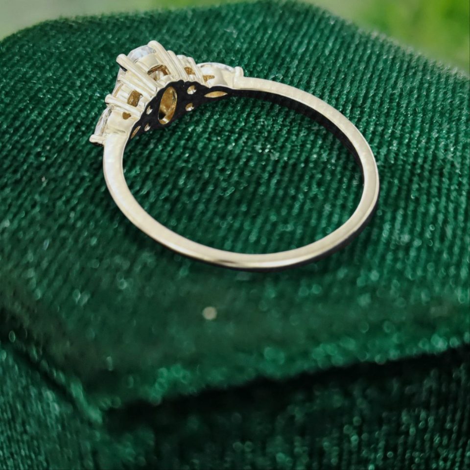 Oval Cut 0.5 Carat Moissanite Promise Ring Classic Cluster Style with Side Accents (3)