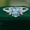 Oval Cut Aquamarine & Marquise Diamond Cluster Engagement Ring (2)
