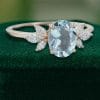 Oval Cut Aquamarine & Marquise Diamond Cluster Engagement Ring (4)