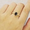 Oval Cut Black Onyx Engagement Ring in Yellow Gold – Elegant Vintage Style (1)