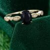 Oval Cut Black Onyx Engagement Ring in Yellow Gold – Elegant Vintage Style (6)