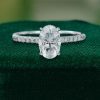 Oval Cut Moissanite Engagement Ring with Hidden Halo and Half Pavé Band (3)
