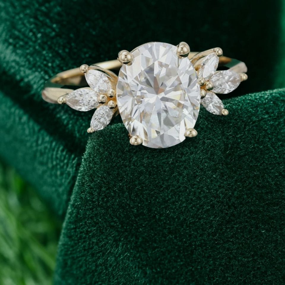 Oval Cut Moissanite Ring in Yellow Gold (1)