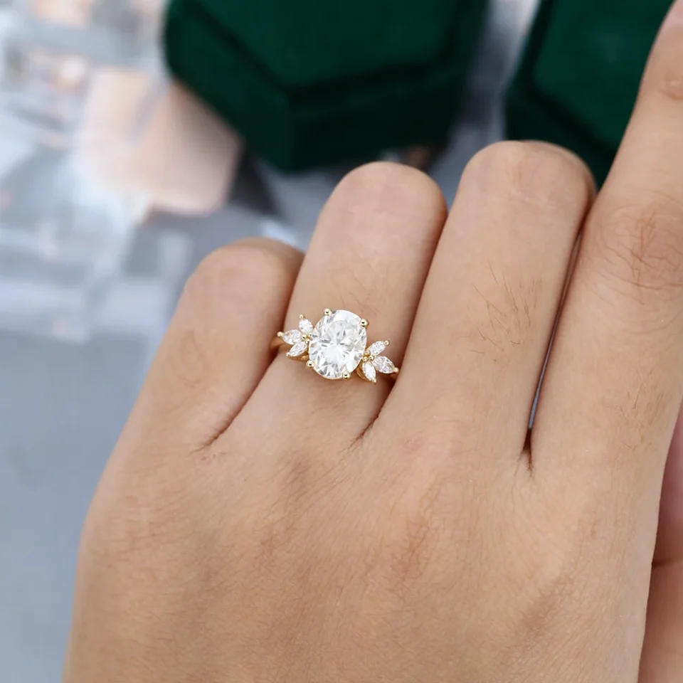 Oval Cut Moissanite Ring in Yellow Gold.0