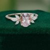 Oval Cut Pink Morganite Petal Cluster Engagement Ring (3)