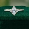 Oval Cut White Sapphire Engagement Ring with Milgrain Beaded Band (6)