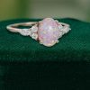 Oval Lab Pink Opal Promise Ring with Moissanite Accents (4)