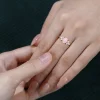 Oval Pink Opal Engagement Ring with Moissanite Wings – Anniversary Gift .0