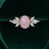 Oval Pink Opal Engagement Ring with Moissanite Wings – Anniversary Gift (4)