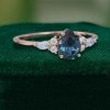 Pear Cut Alexandrite and Moonstone Dual Gemstone Engagement Ring in Rose Gold (3)