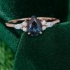 Pear Cut Alexandrite and Moonstone Dual Gemstone Engagement Ring in Rose Gold.0