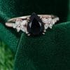 Pear Cut Black Onyx Engagement Ring with Nature Inspired Floral Side Detailing (1)