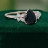 Pear Cut Black Onyx Engagement Ring with Nature Inspired Floral Side Detailing (7)