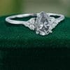 Pear Cut Gray Moissanite Cluster Engagement Ring (2)