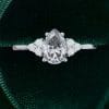 Pear Cut Gray Moissanite Cluster Engagement Ring (3)