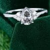 Pear Cut Gray Moissanite Cluster Engagement Ring (5)