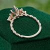 Pear Cut Moss Agate Bridal Ring Featuring Twisted Band and Marquise Accents (5)
