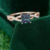 Princess Cut Alexandrite Engagement Ring with Luxurious Crossover Band Detail (1)
