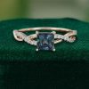 Princess Cut Alexandrite Engagement Ring with Luxurious Crossover Band Detail (3)