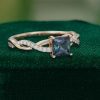 Princess Cut Alexandrite Engagement Ring with Luxurious Crossover Band Detail (4)