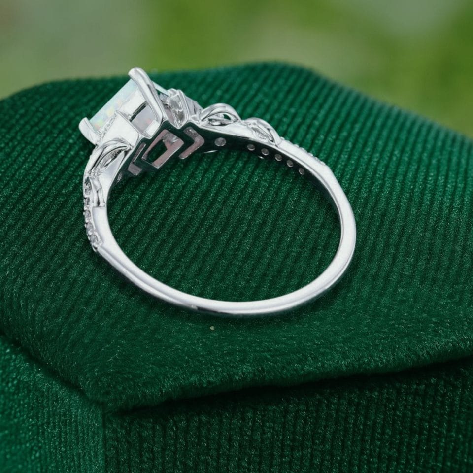 Princess Cut Lab Opal Infinity Pavé Wedding & Promise Ring (1)