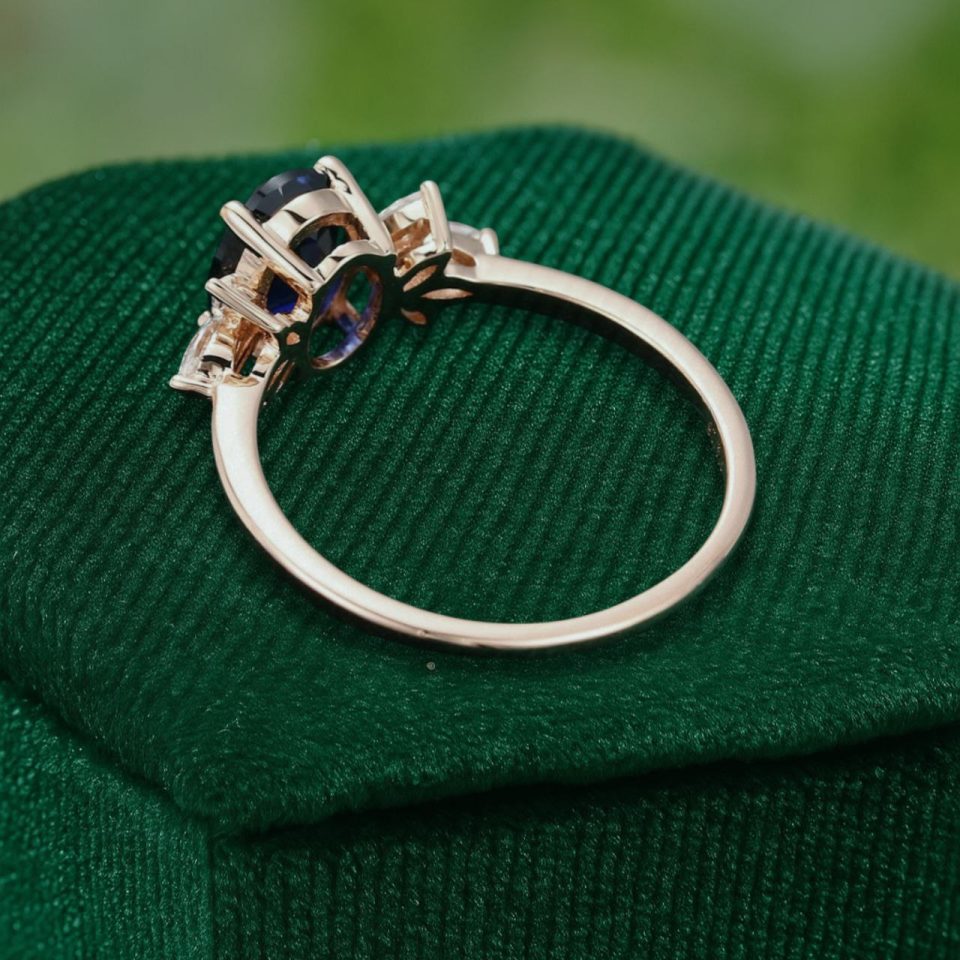 Pure Serenity Oval Cut Lab Sapphire Engagement Ring in Rose Gold Elegance (5)