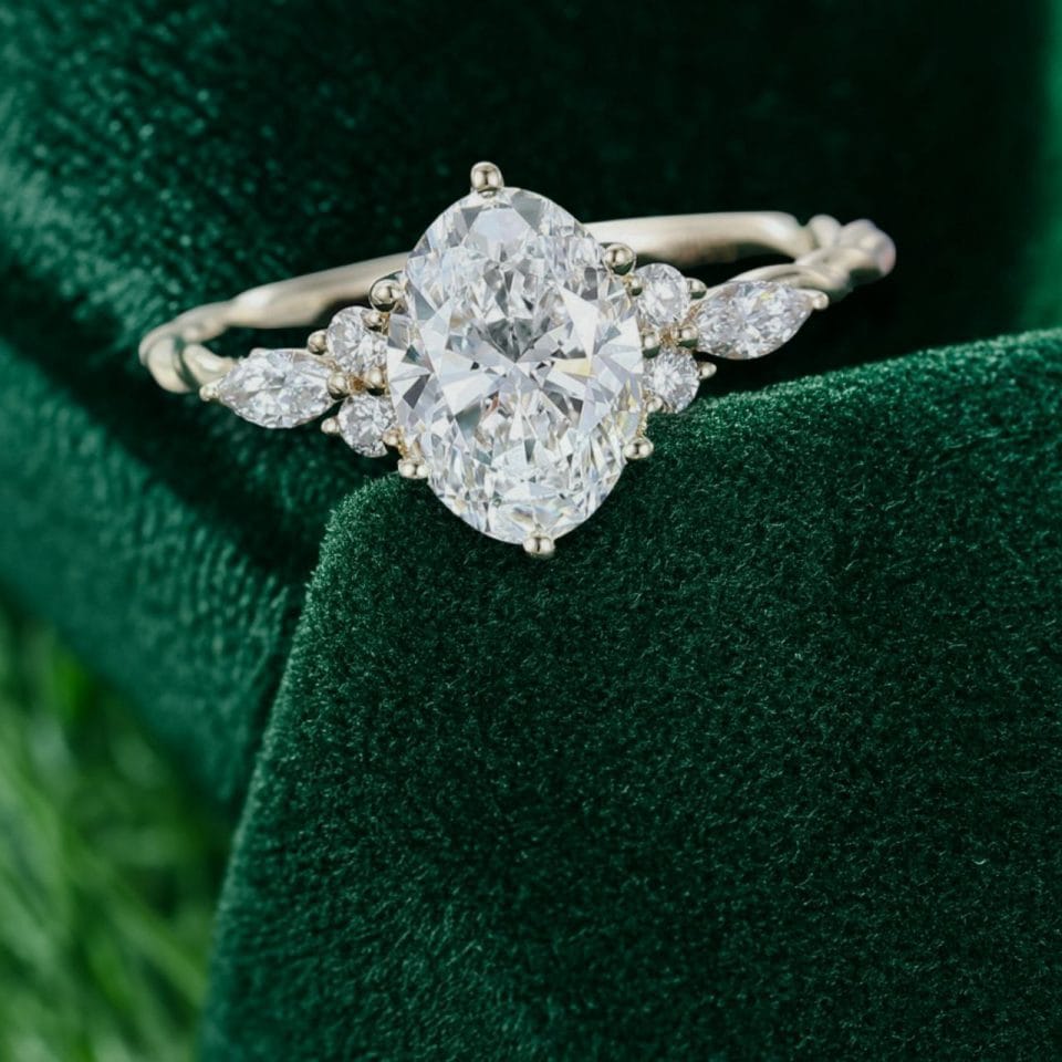 Radiant Entwine 1.5CT Oval Lab Diamond Engagement Ring with Twisted Band (1)