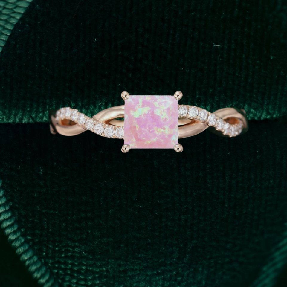Radiant Princess Cut Pink Opal Ring – A Modern Symbol of Romance (5)