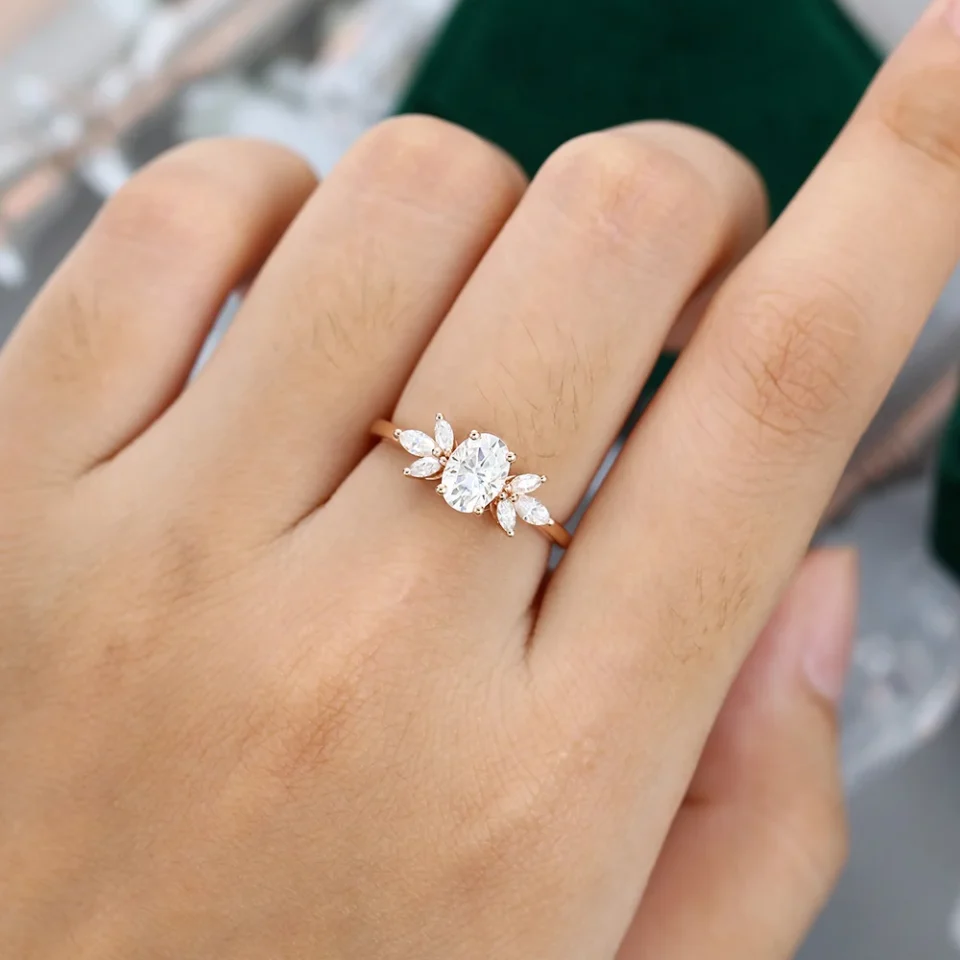 Refined Rose Gold 1CT Oval Moissanite Ring – Engagement or Anniversary Gift .0