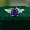Romantic Pear Shaped Lab Sapphire Engagement Ring in Warm Yellow Gold (1)