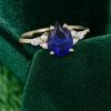 Romantic Pear Shaped Lab Sapphire Engagement Ring in Warm Yellow Gold (5)