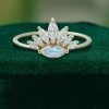 Romantic Vintage Marquise Moonstone Engagement Ring in Yellow Gold (2)