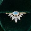 Romantic Vintage Marquise Moonstone Engagement Ring in Yellow Gold (4)