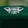 Round Cut Moss Agate Engagement Ring with Marquise Moissanite Details (2)