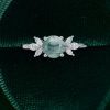 Round Cut Moss Agate Engagement Ring with Marquise Moissanite Details (4)