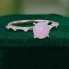 Round Cut Pink Opal Engagement Ring with Unique Distance Band (3)