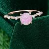 Round Cut Pink Opal Engagement Ring with Unique Distance Band (5)