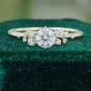 Snowdrift Half Carat Round Moissanite Promise Ring with Delicate Cluster and Flip Inspired Design