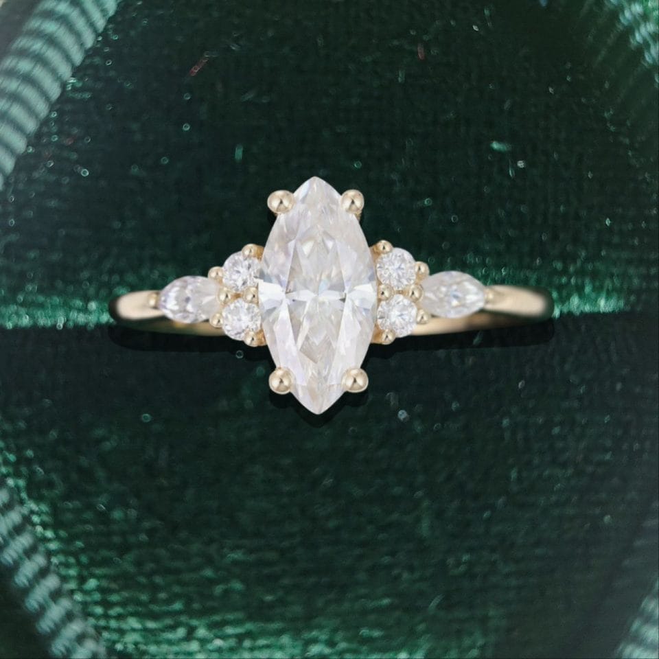 The Classic Cluster Marquise Moissanite Ring 1 Carat of Refined Brilliance (2)