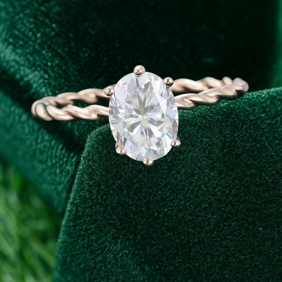Timeless Grace Twisted Band Oval Moissanite Engagement Ring (1)