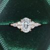Timeless Oval Cut Moissanite Engagement Ring 1.5 Carat with Side Stone Accents .1