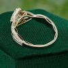 Timeless Pear Shaped Moissanite Halo Engagement Ring with Graceful Crossover Shank (6)