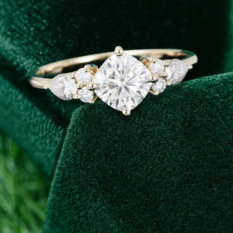 Timeless Yellow Gold Engagement Ring with Cushion Cut Moissanite (1)
