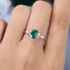 Unique Vintage Oval Cut Lab Emerald Ring in Rose Gold for Woman (1)