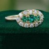 Victorian-Inspired Emerald & Diamond Cluster Engagement Ring with Evil Eye Motif (2)