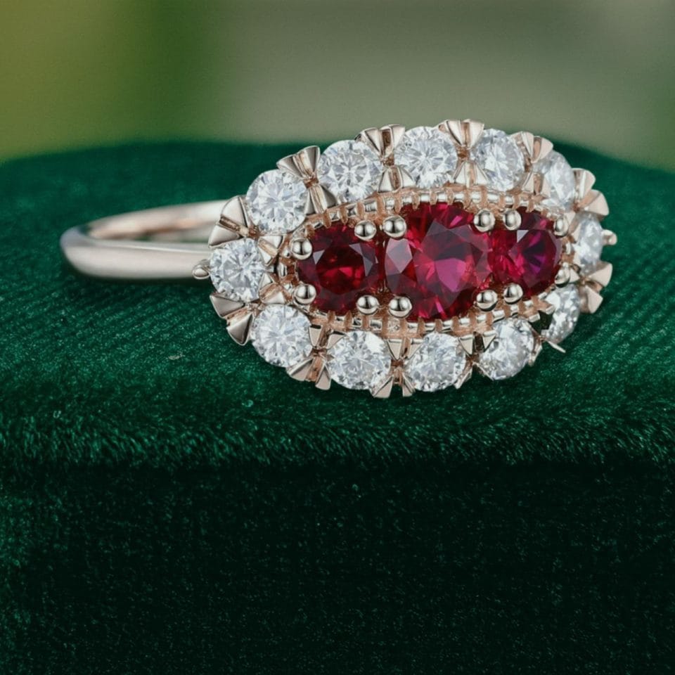 Victorian-Inspired Ruby & Diamond Cluster Engagement Ring with Evil Eye Motif (4)